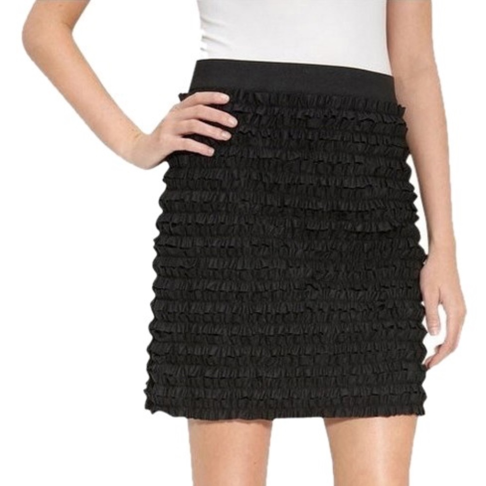 MICHAEL KORS Black Tiered Ruffle Mini Skirt Sz 10P
